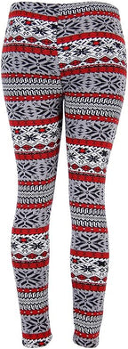 Ugly REINDEER SNOWFLAKES Pattern BLACK WHITE Christmas Leggings