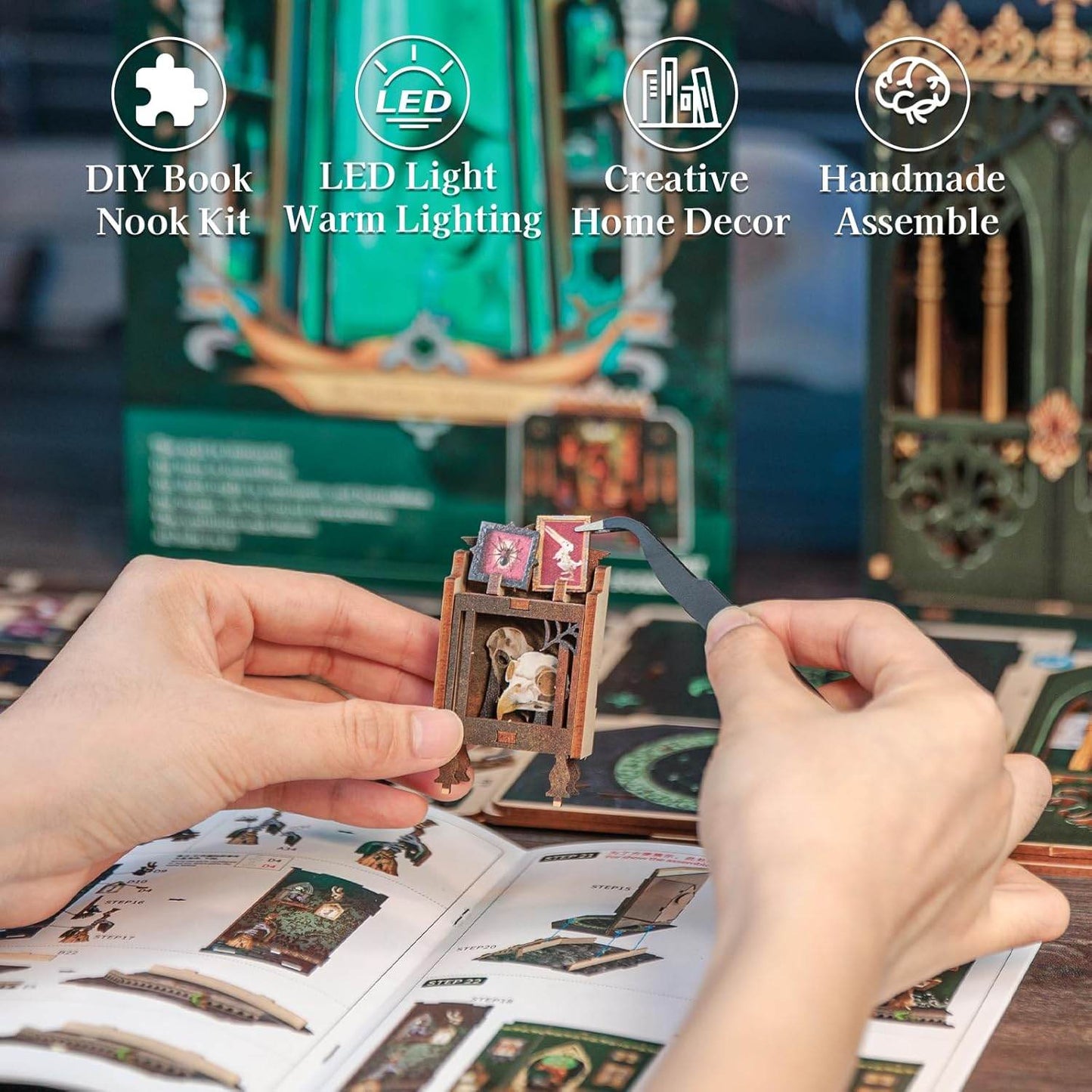 Book Nook Wizardi Miniature - The Darkness Herbarium Roombox Kit - 