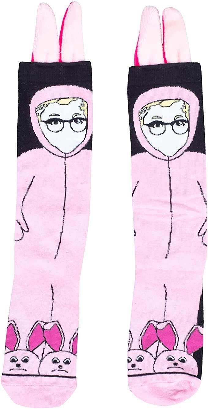 A Christmas Story Pink Bunny Socks with 3D Ears - 