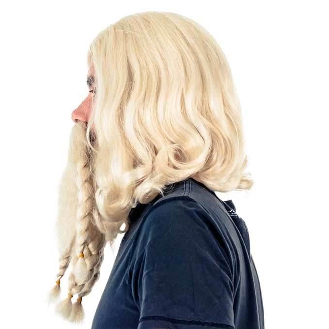 Adult Deluxe Viking Barbarian Norse Halloween Cosplay Costume Wig & Beard Set - 