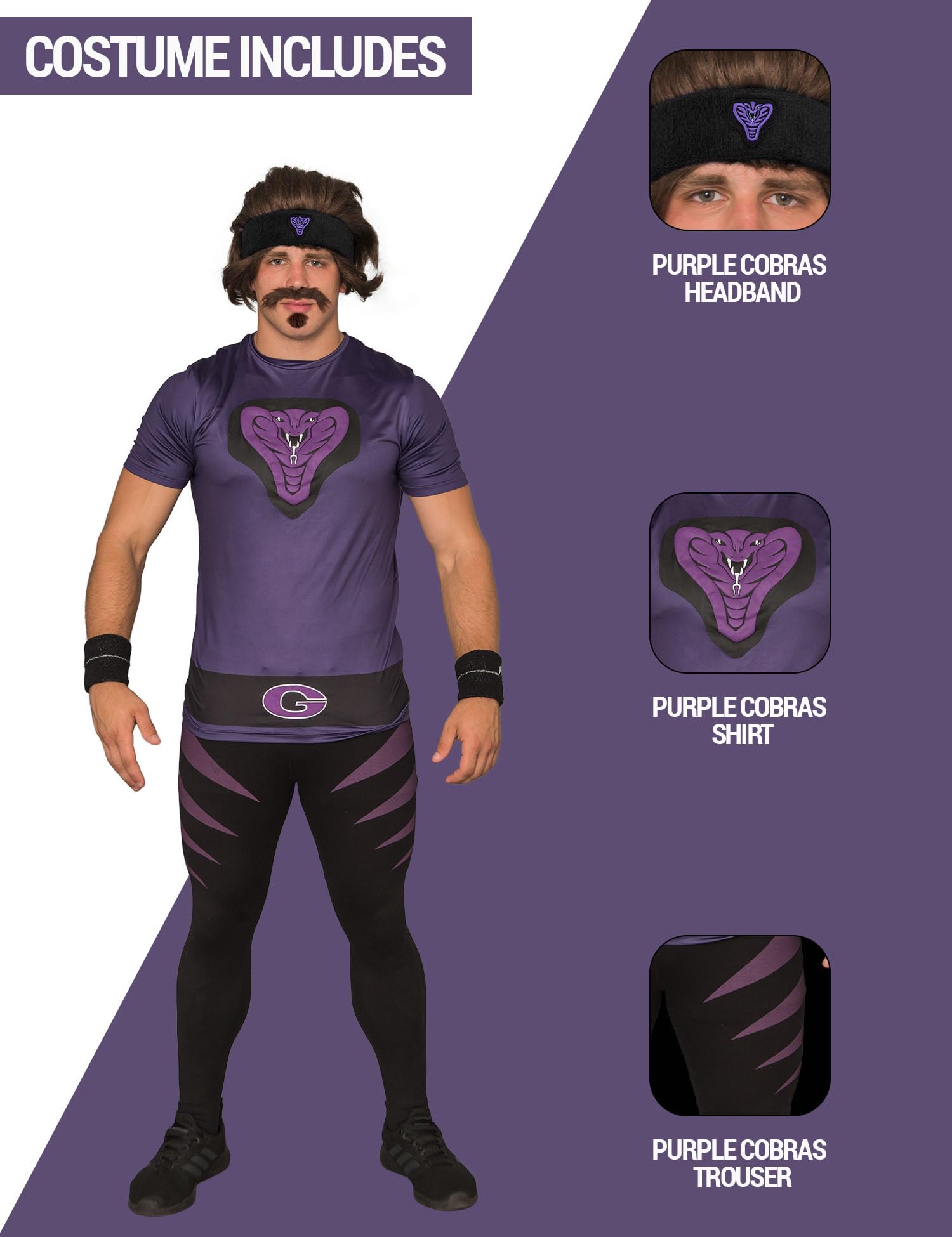 Dodgeball Purple Cobras Adult Costume Set