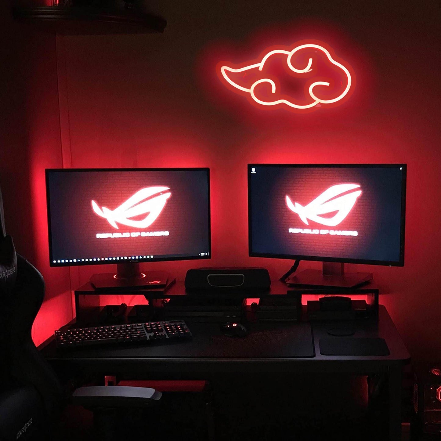 Anime Neon Sign - LED Red Cloud USB Powered Dimmable Wall Light for Gaming Room Decor - Ice Blue