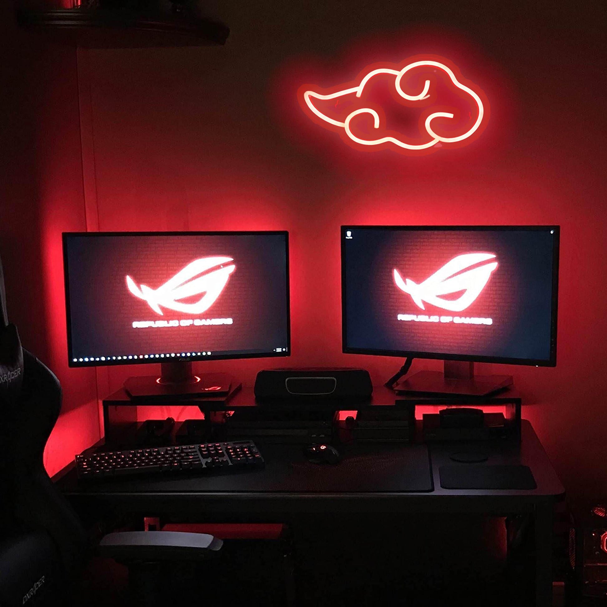 Anime Neon Sign - LED Red Cloud USB Powered Dimmable Wall Light for Gaming Room Decor - Ice Blue