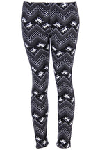 Ugly REINDEER SNOWFLAKES Pattern BLACK WHITE Christmas Leggings