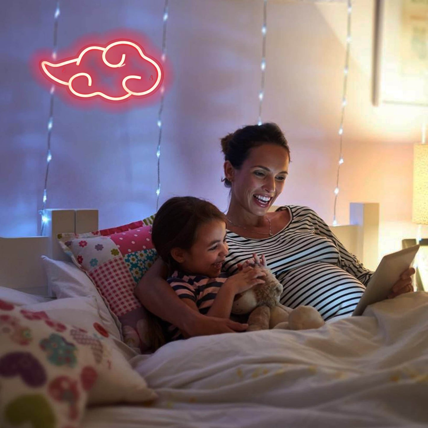 Anime Neon Sign - LED Red Cloud USB Powered Dimmable Wall Light for Gaming Room Decor - Ice Blue