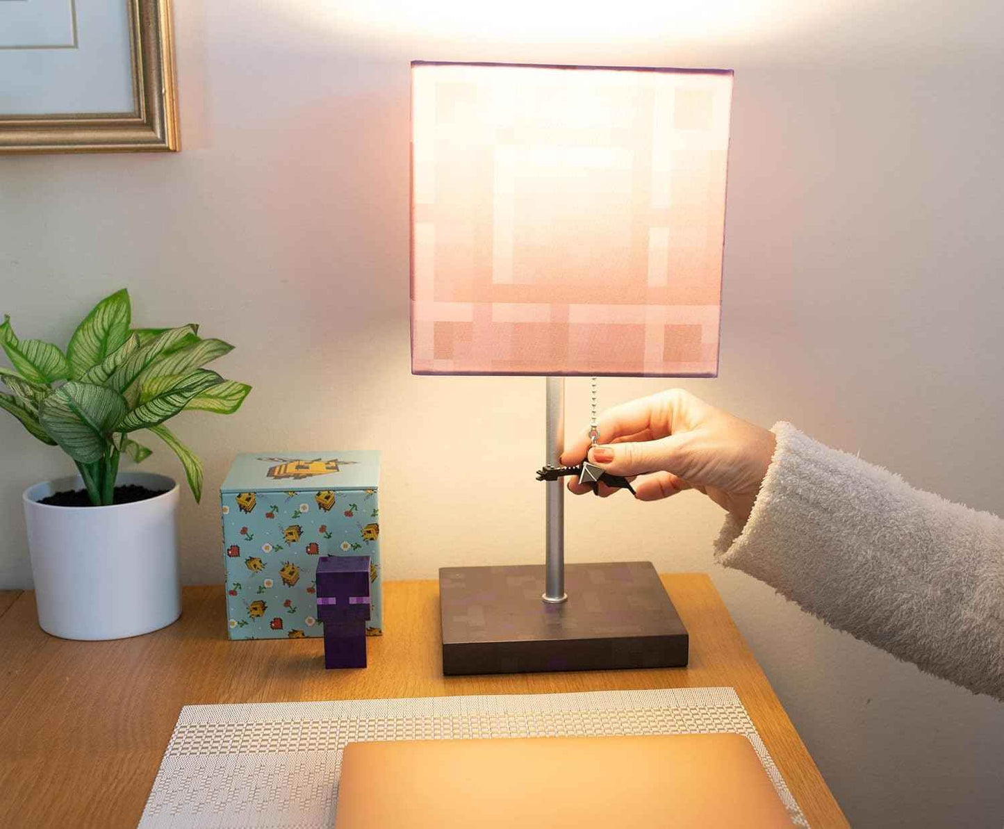 Minecraft Nether Portal Lamp – Ender Dragon Pull Desk Lamp with LED Mood Light - 