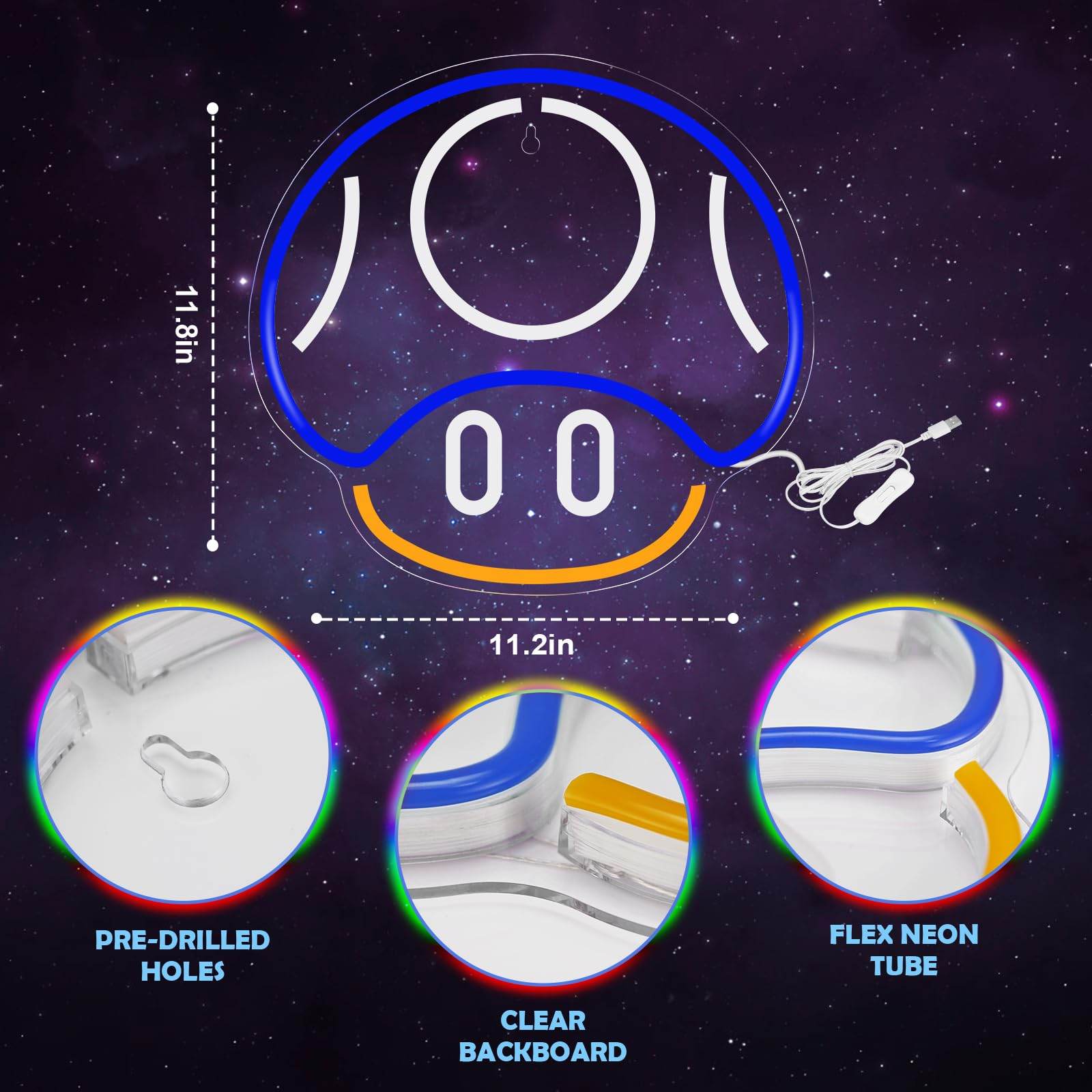 Gaming Neon Sign - LED Neon Light for Game Room Decoration | Teen Gamer Gift - Mushroom1_Green