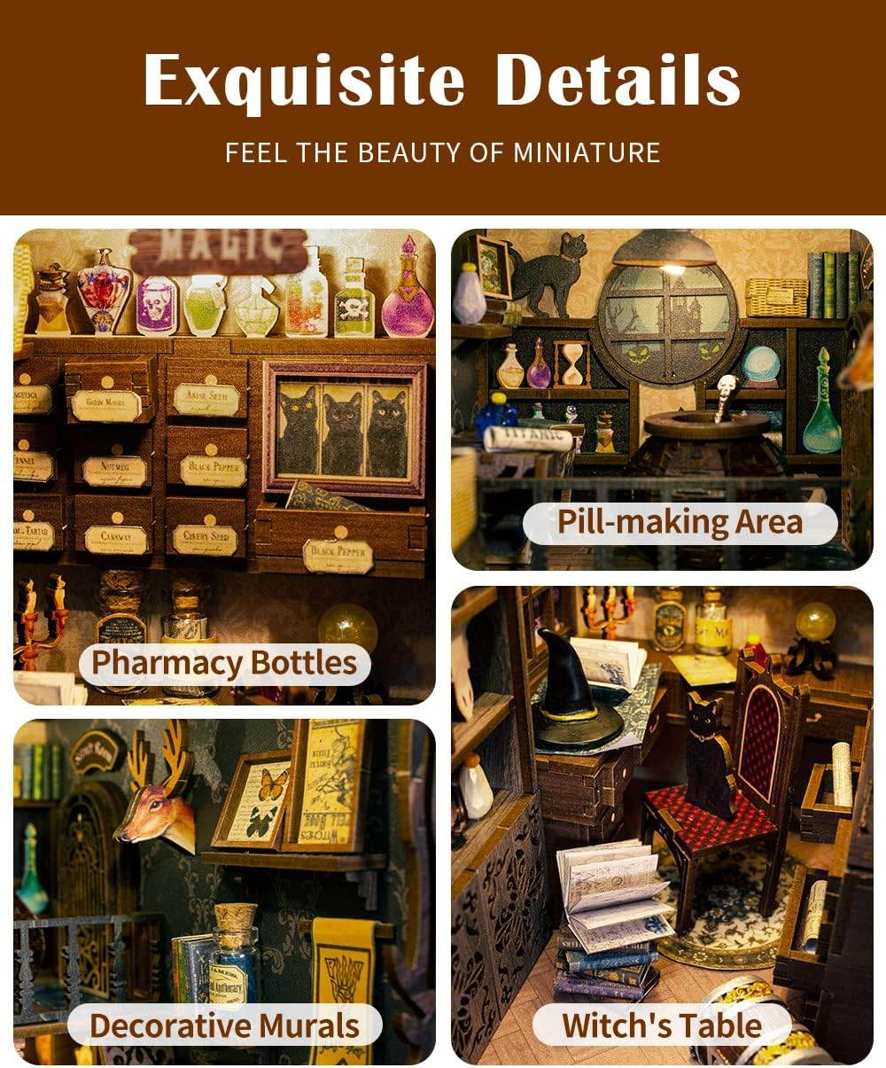 Book Nook Wizardi Miniature - Magic Pharmacist Roombox Kit - 