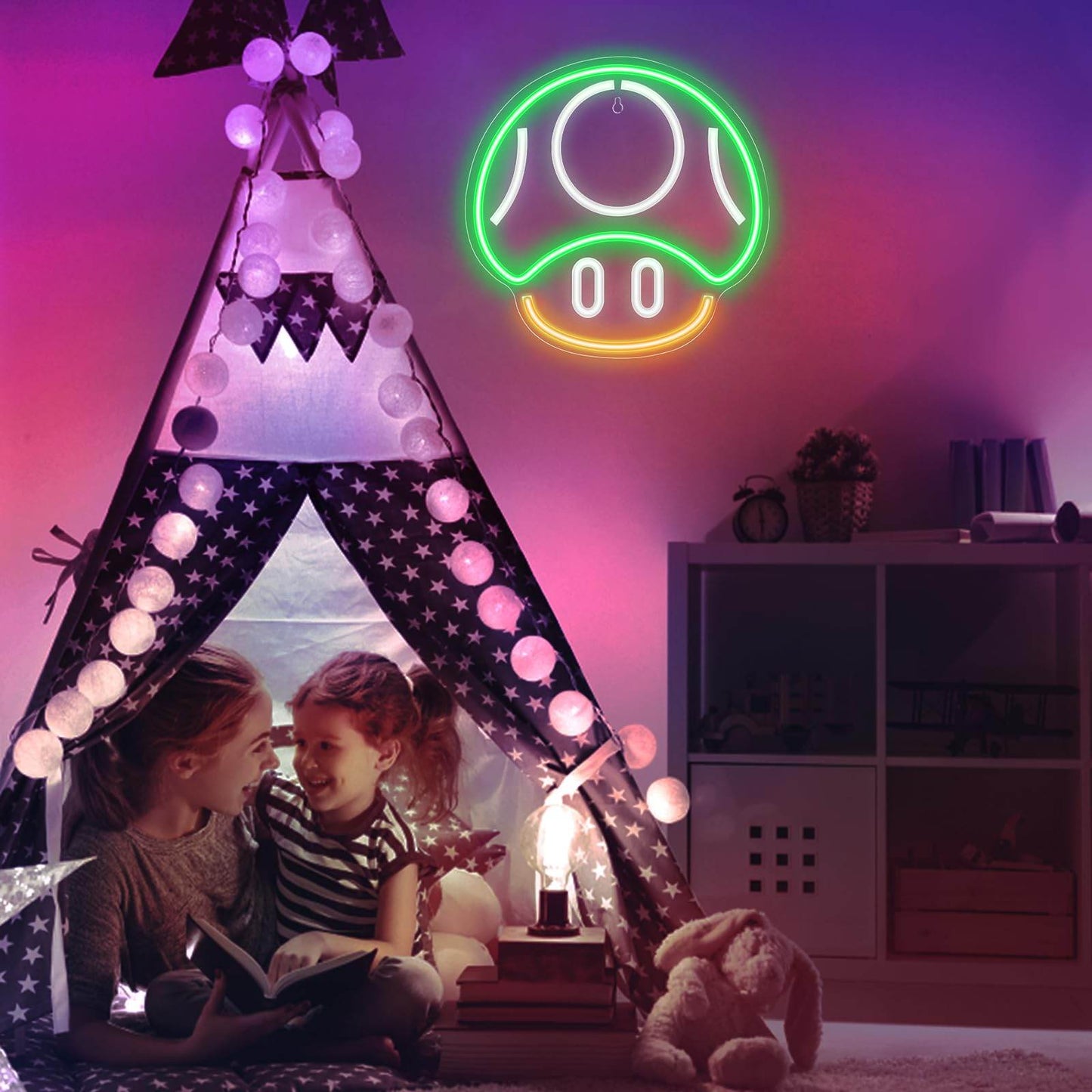 Gaming Neon Sign - LED Neon Light for Game Room Decoration | Teen Gamer Gift - Mushroom1_Green