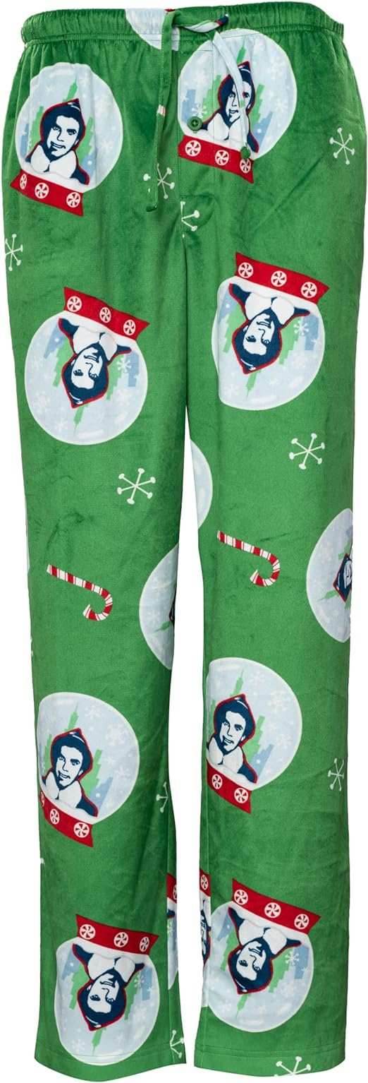 Elf Snowflakes Candy Cane Green Lounge Pants - S