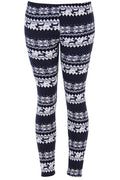 Ugly REINDEER SNOWFLAKES Pattern BLACK WHITE Christmas Leggings