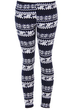 Ugly REINDEER SNOWFLAKES Pattern BLACK WHITE Christmas Leggings