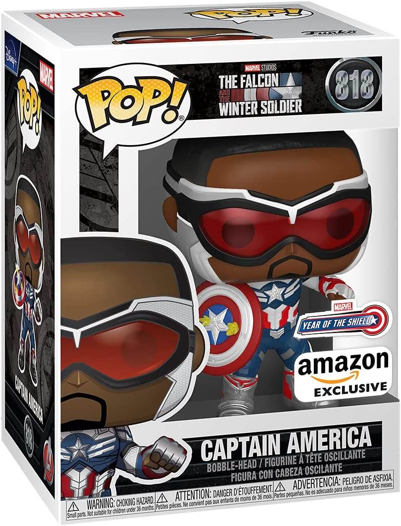 Funko POP Marvel: Falcon and The Winter Soldier - Captain America (Sam Wilson) with Shield Year of The Shield Amazon Exclusive - 