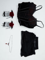Gothic Vampire Costume - Women's Bodycon Dress with Spiderweb Cloak and Accessories