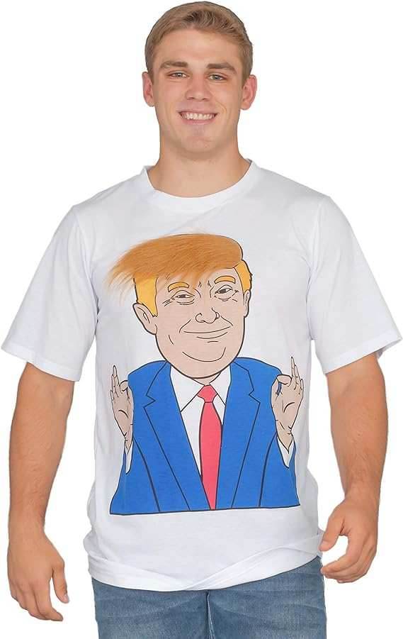 Costume Agent Former President 3D Hair White T-Shirt - S
