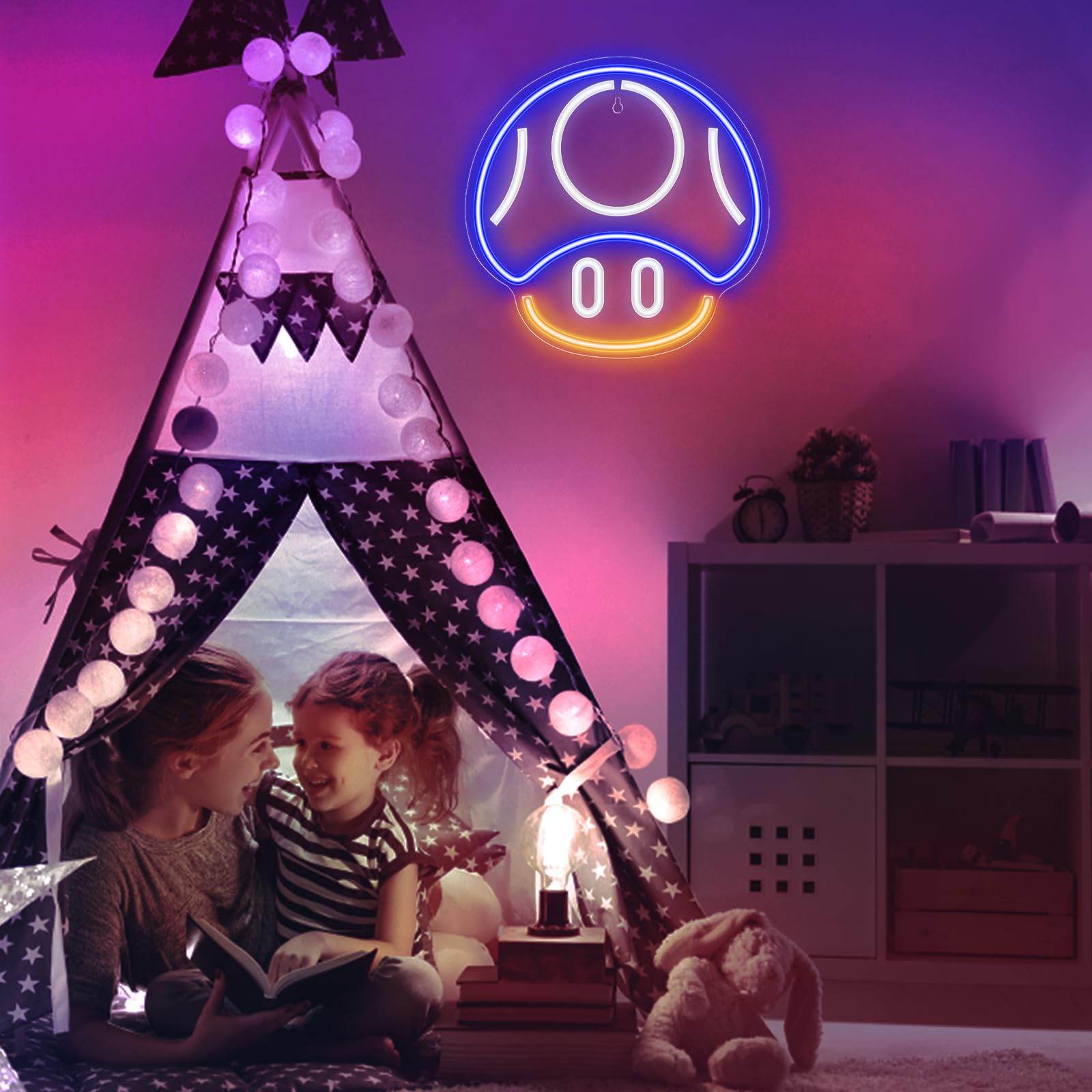 Gaming Neon Sign - LED Neon Light for Game Room Decoration | Teen Gamer Gift - Mushroom1_Green