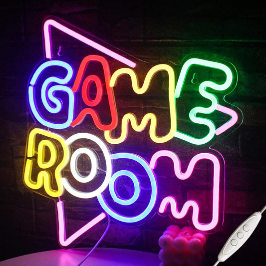 Game Room Neon Sign - Colorful LED Neon Lights USB, Gaming Wall Decor 13.2x14"