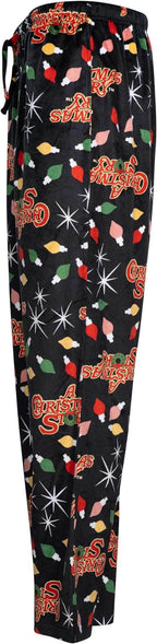 Brushed Fleece Holiday Lights Pj Lounge Pants Pajamas for Men - S
