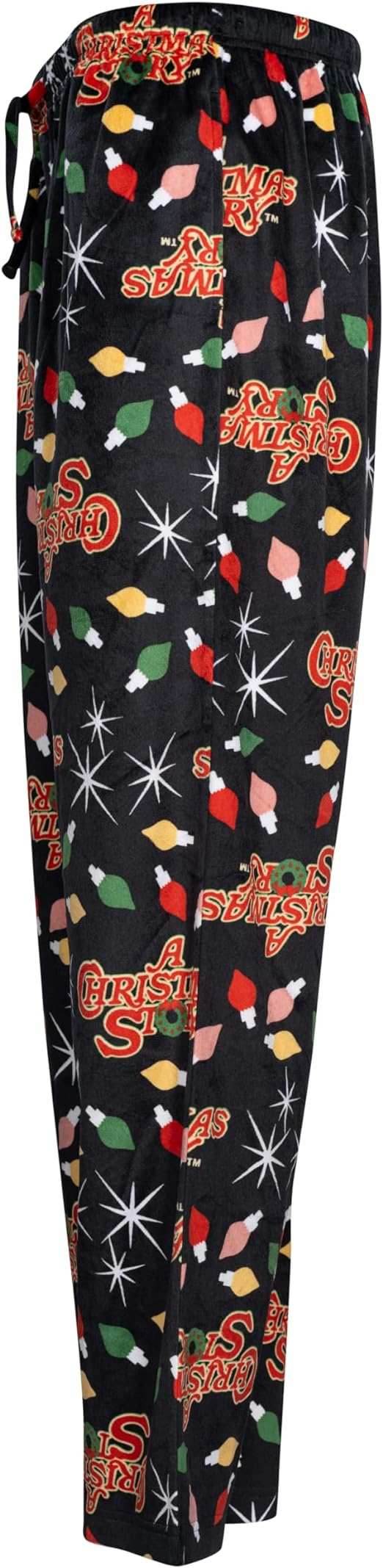 Brushed Fleece Holiday Lights Pj Lounge Pants Pajamas for Men - S
