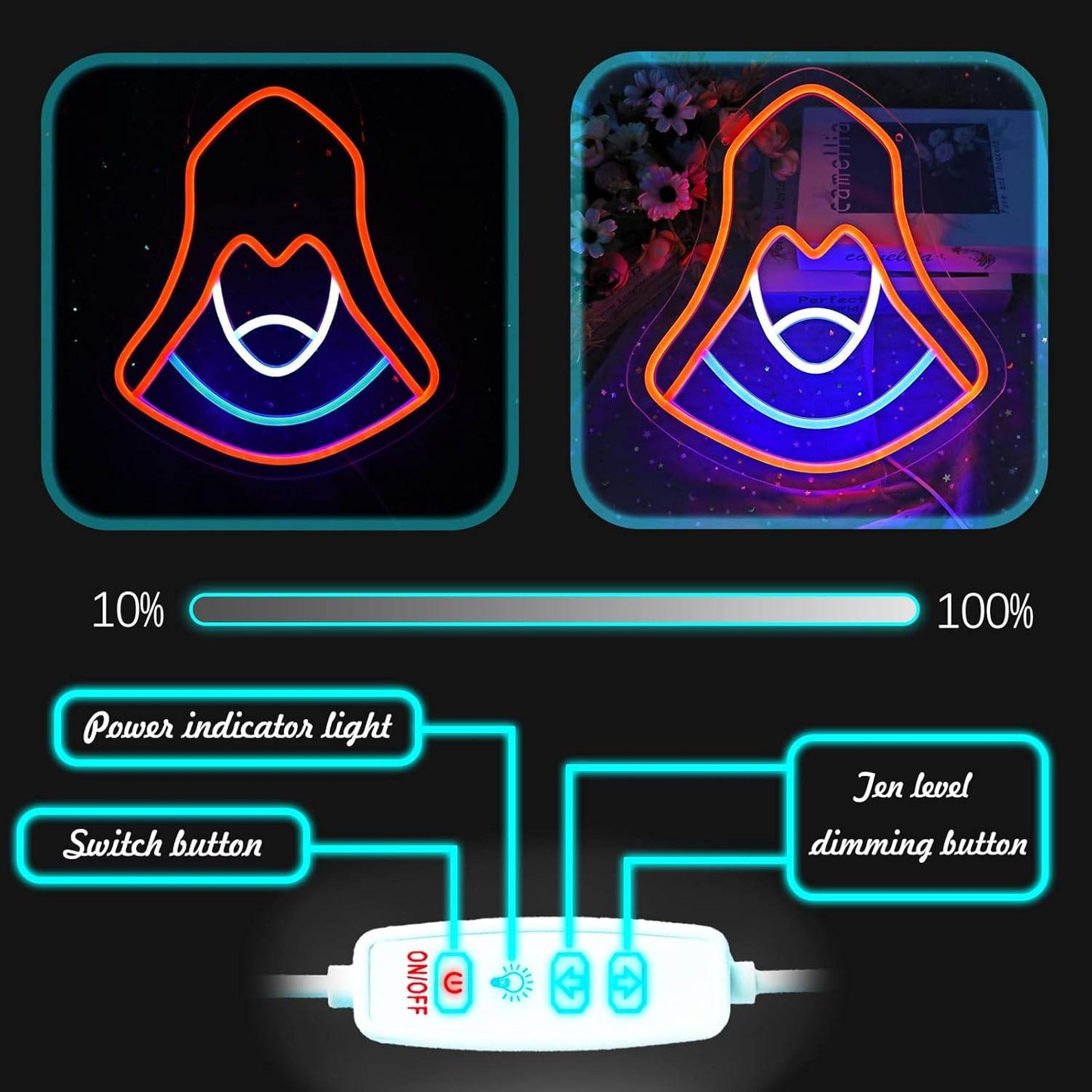 Assassin Neon Sign - Dimmable USB Powered Neon Wall Decor for Game Room & Bedroom - 