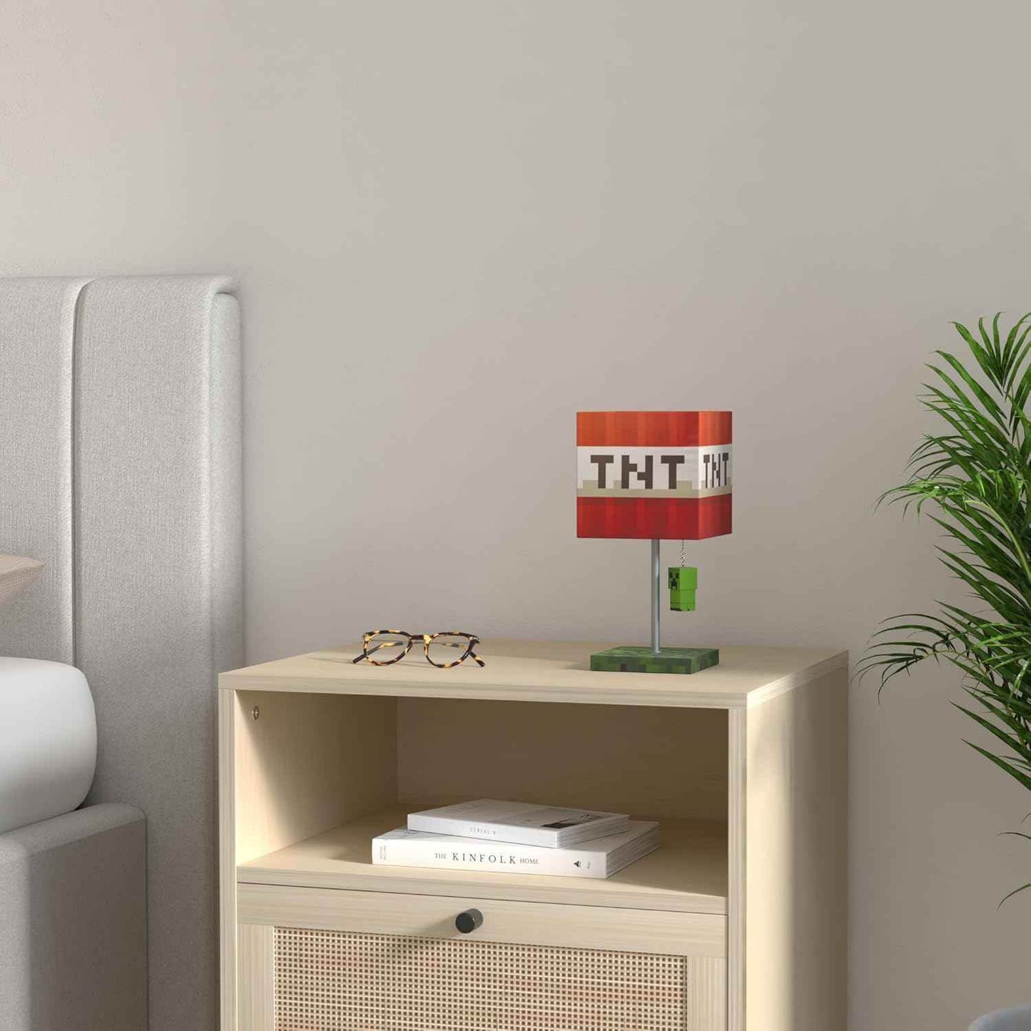 Minecraft TNT Desk Lamp – 14-Inch LED Block with 3D Creeper Puller Light - 