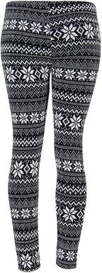 Ugly REINDEER SNOWFLAKES Pattern BLACK WHITE Christmas Leggings