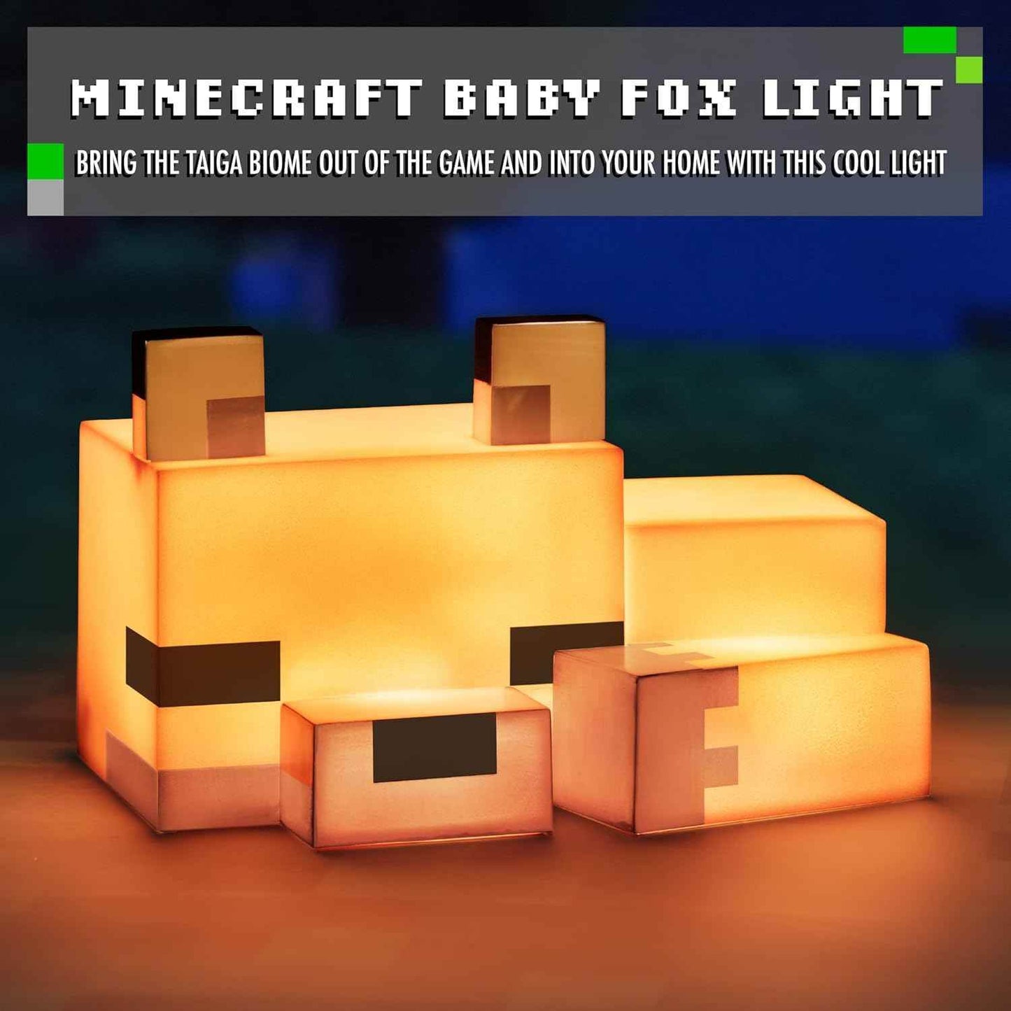 Minecraft Fox Night Light – Paladone Baby Fox Lamp with Soft Orange Glow - 