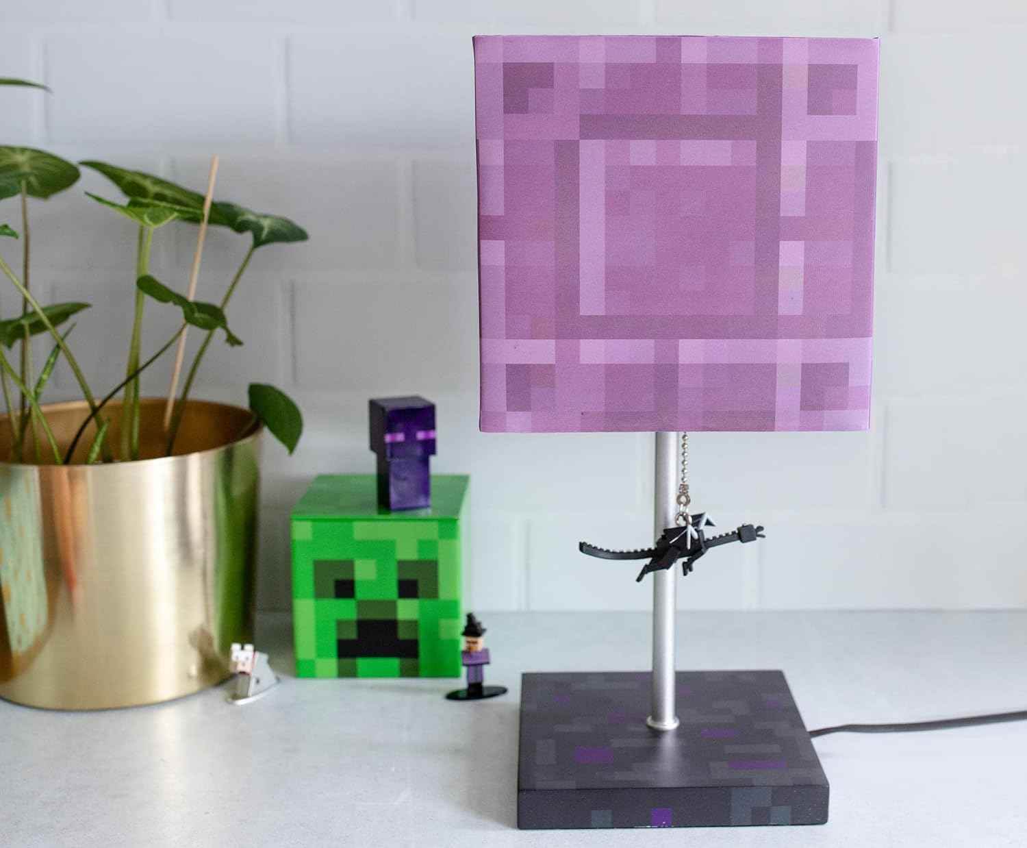 Minecraft Nether Portal Lamp – Ender Dragon Pull Desk Lamp with LED Mood Light - 