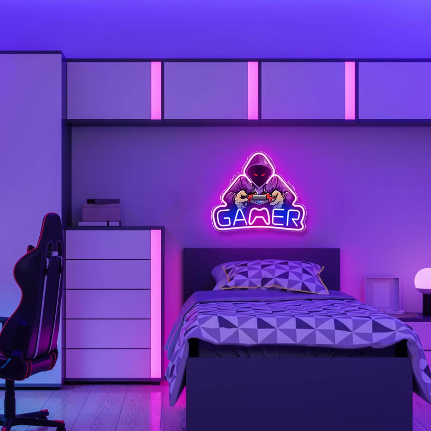 Gaming Neon Sign - LED Neon Light for Game Room Decoration | Teen Gamer Gift - Mushroom1_Green