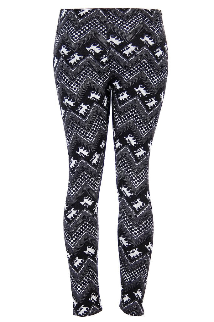Ugly REINDEER SNOWFLAKES Pattern BLACK WHITE Christmas Leggings