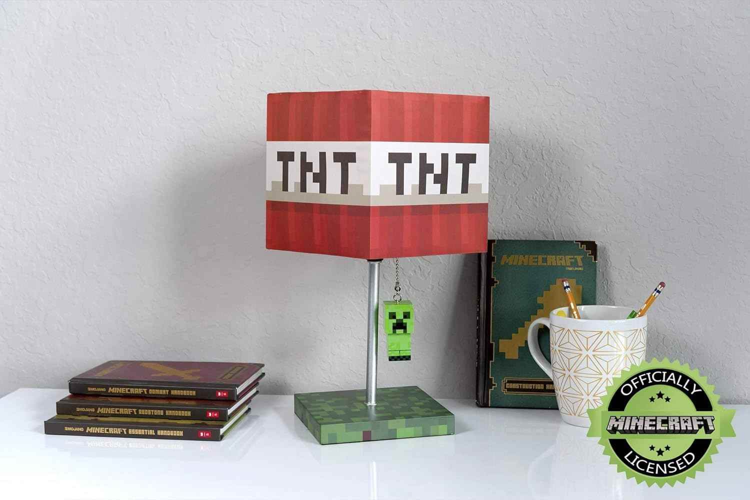 Minecraft TNT Desk Lamp – 14-Inch LED Block with 3D Creeper Puller Light - 