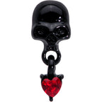 16G 5/16 Red CZ Gem Heart Black Skull Halloween Labret Tragus