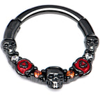 16G 3/8 Red Clear CZ Gem Black Skull Halloween Hinged Segment Ring