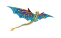 76 Inch (6 Foot) Wingspan 3-D Nylon Blue Dragon Kite - 