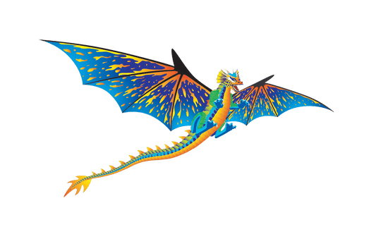 76 Inch (6 Foot) Wingspan 3-D Nylon Blue Dragon Kite - 