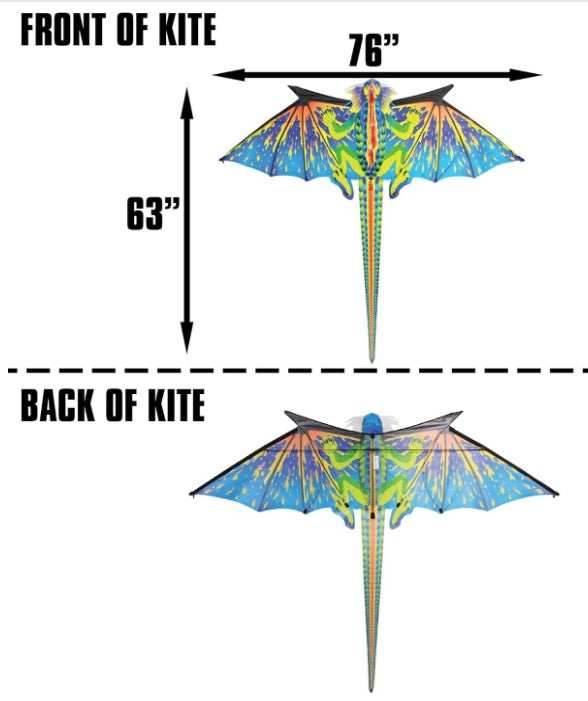 76 Inch Wide SuperSize 3-D Dragon Ripstop Nylon Dragon Kite - 