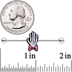 14G Skeleton Hand Bow Halloween Industrial Barbell 38mm