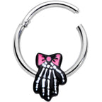 16G 3/8 Skeleton Hand Bow Halloween Hinged Segment Ring