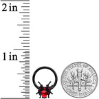 16G 3/8 Red Gem Black Spider Halloween Hinged Segment Ring