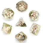 Skull Dice w/ Moss Halloween Resin 7-Dice - 