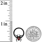 16G 3/8 Red Gem Black Spider Skull Halloween Hinged Segment Ring