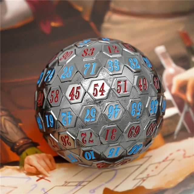 Black* Metal d100 w/ Red and Blue Numbers Dungeons and Dragons RPG - 