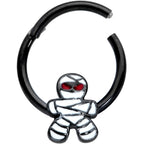 16G 3/8 Black Red Eye Mummy Halloween Segment Ring