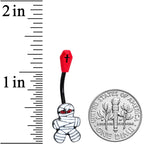 Black Red Coffin Mummy Halloween Belly Ring