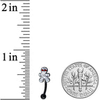 16G 5/16 Black Red Eyed Mummy Halloween Curved Eyebrow Ring