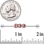 14G Black Gem Boo Halloween Industrial Barbell 38mm
