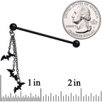 14G Black Gone Batty Halloween Dangle Industrial Barbell 38mm