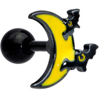 16G 1/4 Black Batty Moon Halloween Cartilage Tragus Earring