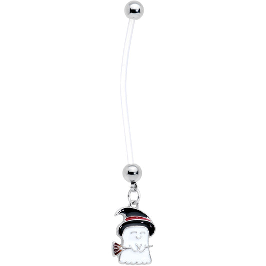Clear Bioplast Witch Hat Ghost Halloween Dangle Pregnancy Belly Ring