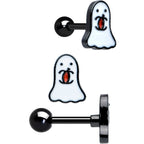 16G 1/4 Black Ghost Skull Eye Halloween Cartilage Tragus Set of 3